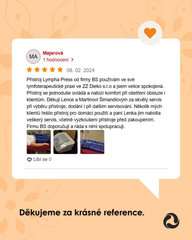 💜 Děkujeme paní Majerové za krásnou referenci! 🩵 Ve své praxi ve ZZ Dieko s.r.o. používá přístroj Lympha Press a napsala...